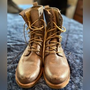 Frye Veronica Combat Boots Leather Lace Up 8.5 8 1/2 B Taupe